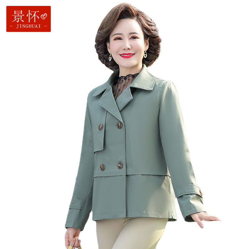 中老年春季女装妈妈装2022新款双排扣小西装长袖外套休闲时尚服装