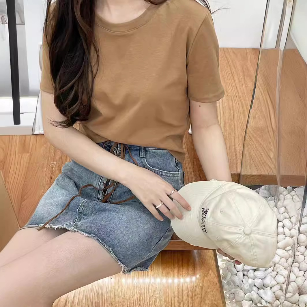 这布料真舒服啊~打底衫上衣女气质修身显瘦2024夏季新款短袖T恤