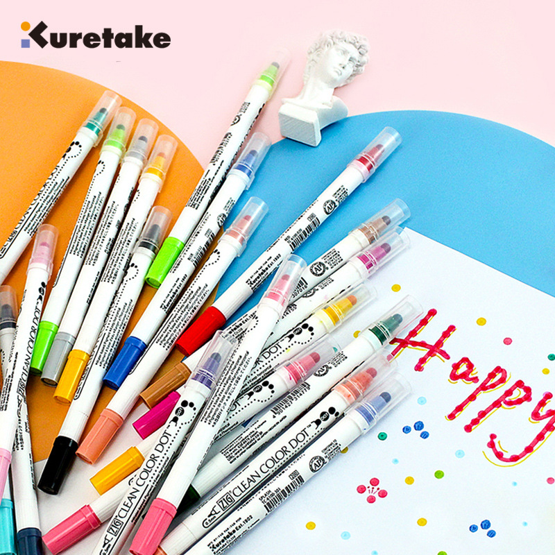 日本kuretake吴竹双头点点笔圆点笔水彩绘画笔学生手账书写美术画