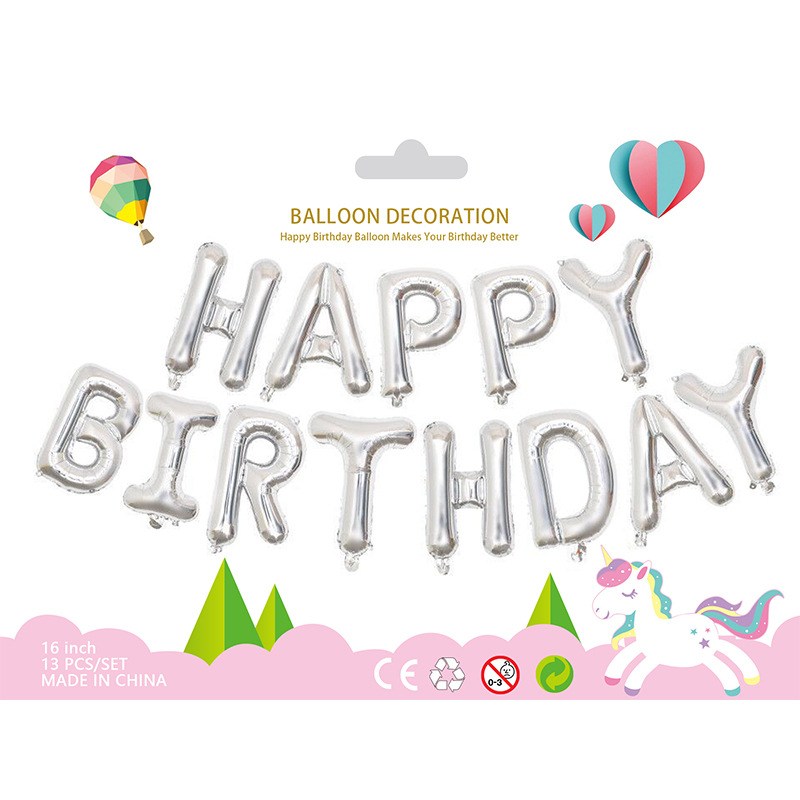 American Version 16-Inch Aluminum Balloon Party Birthday Balloon Happy Birthday Letter Balloon Set Wholesale