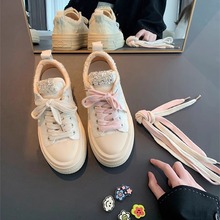 露思同款厚底大头帆布女鞋子2025年春秋新款百搭休闲小白运动板鞋