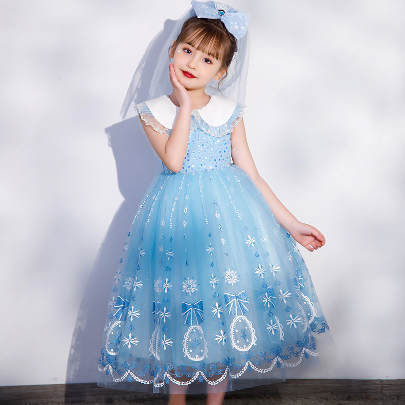 2023 New Girls' Dress Children's Autumn Clothing Princess Elsa Dress Children's Dress Baby Dress One Piece Dropshipping