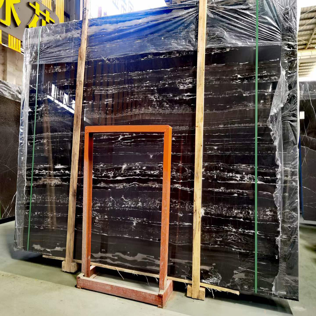 厂家批发黑色大理石银白龙石材地砖墙面楼梯台阶定做大理石餐台