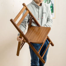 折叠餐椅楠竹椅子家用便携靠背凳子简易大人折叠椅实木小椅子跨境