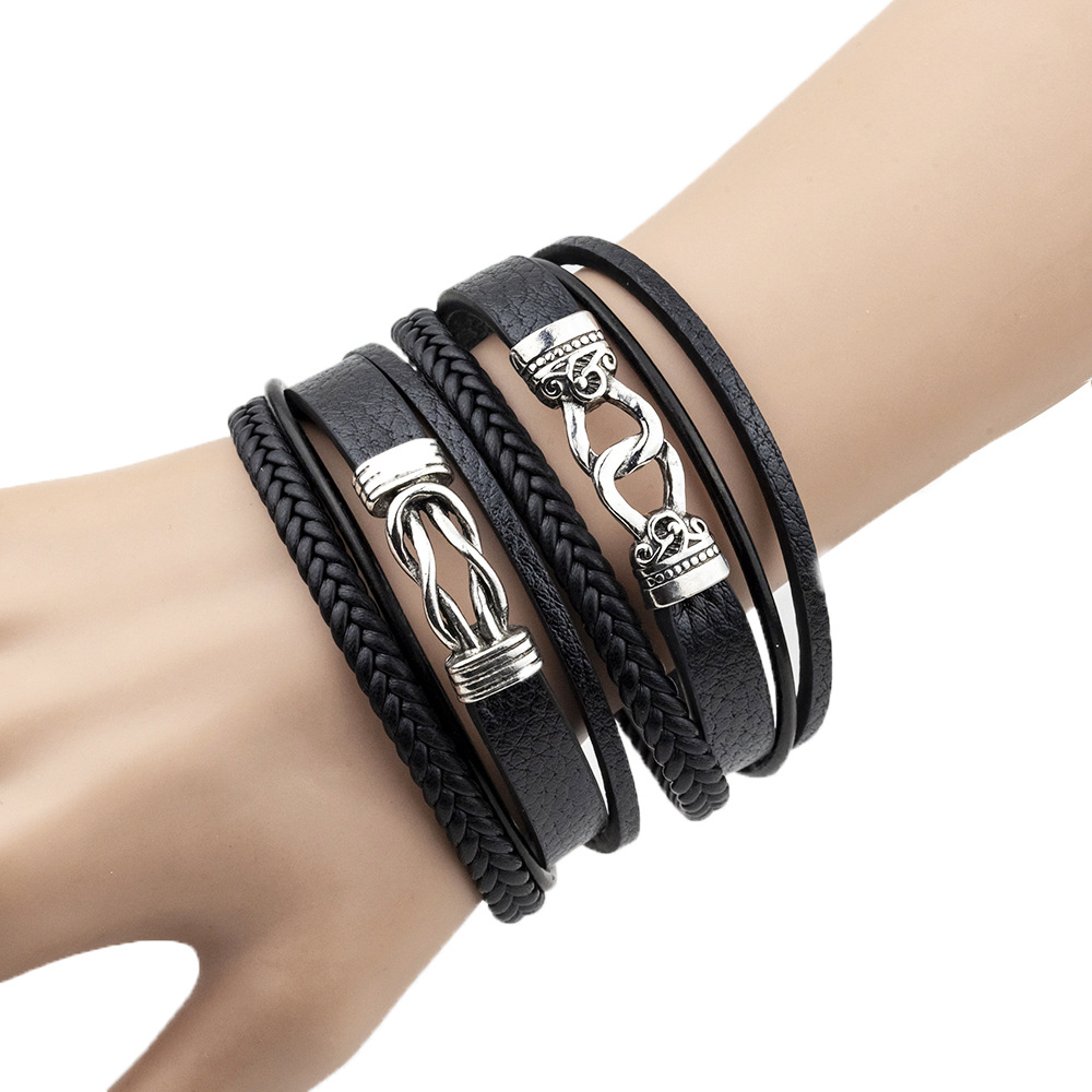 New Personalized Leather Bracelet Men's Bracelet Wholesale Fashion Titanium Steel Bracelet Stainless Steel Magnetic Snap Hand Strap Wristband