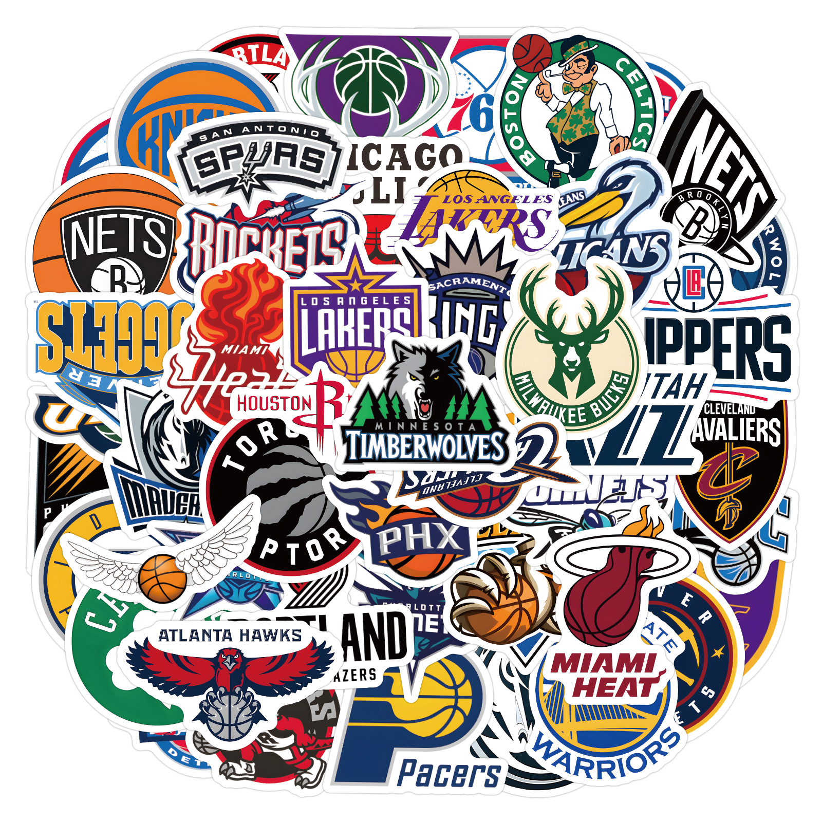 60张新款nba球队队标合集个性潮流卡通涂鸦旅行箱滑板装diy饰贴画