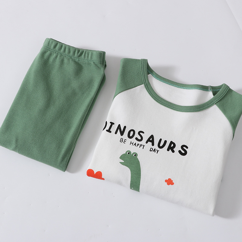 Children's Underwear Suit Cotton Pajamas Boys' Long Johns Top & Bottom Cotton Children and Teens' Loungewear Wholesale Spot