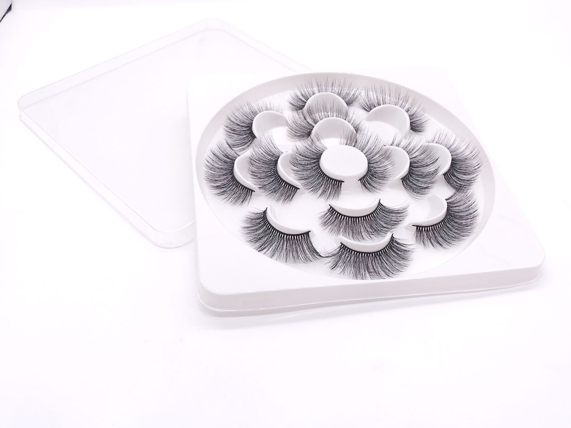 Lotus Porcelain Plate Seven Double Pairs of False Eyelashes Three-Dimensional Multi-Layer Eyelash Thick Realistic False Eyelashes Wholesale