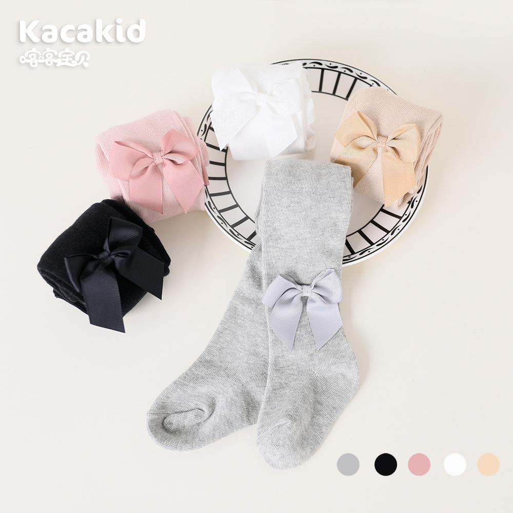 Children's Pantyhose Spring and Autumn New Wholesale Cute Bow Class a Children's Socks Girls' Baby Korean Style Leggings