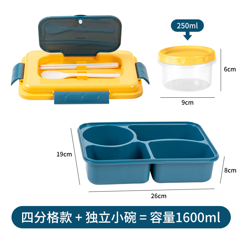 Korean Office Worker Plastic Lunch Box Microwaveable Heating Fast Food Box Insulation Compartment Student with Tableware Lunch Box