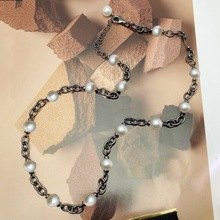 DIY珍珠配件 S925纯银珍珠套链手链空托 时尚项链 配10-12mm圆珠