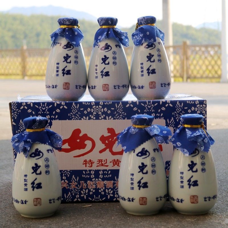 女儿红酒绍兴玉液琼浆糯米加饭花雕老酒特型黄酒半甜型6瓶装-阿里巴巴