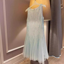 夏季法式高级感蓝色雪纺无袖连衣裙女设计感小众仙女裙子超仙森系