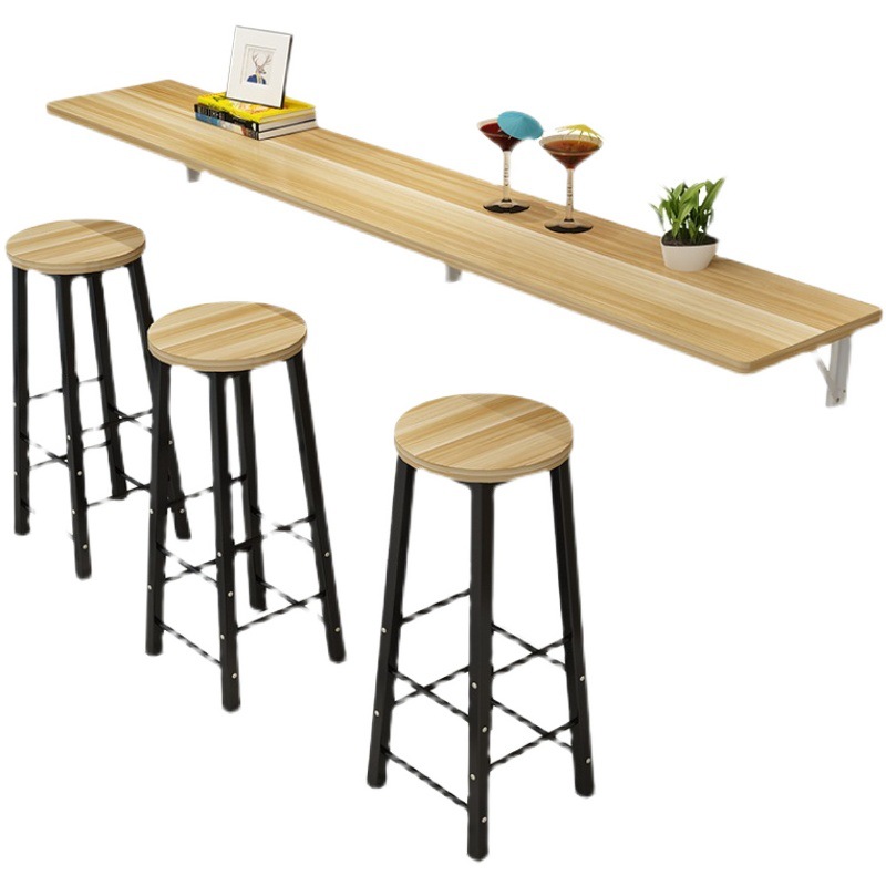 靠墙壁挂式折叠桌家用长条窄桌子餐厅奶茶店吧台桌餐桌厨房吃饭桌