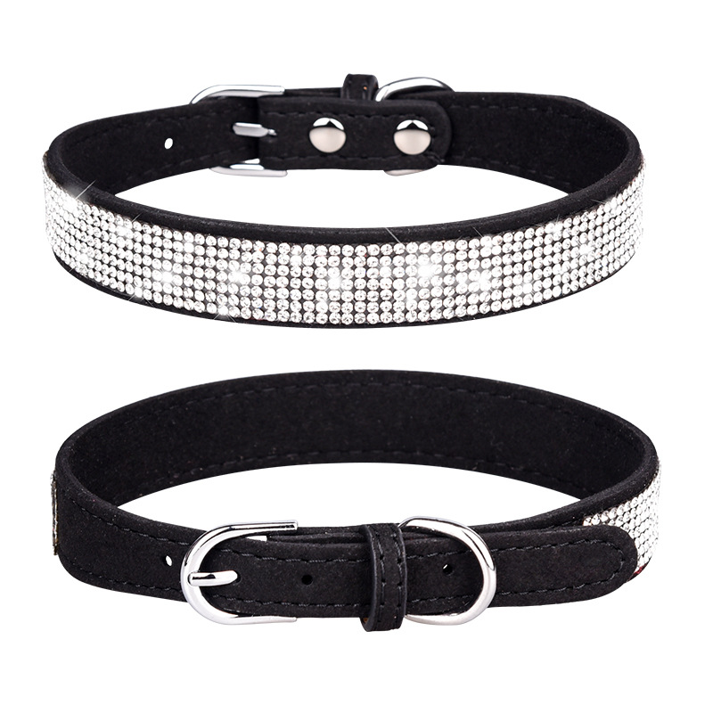 Amazon Hot Selling Pet Collar Shiny Rhinestone Dog Collar Small and Medium Size Dog Leash Dog Leash Microfiber Cat Collar