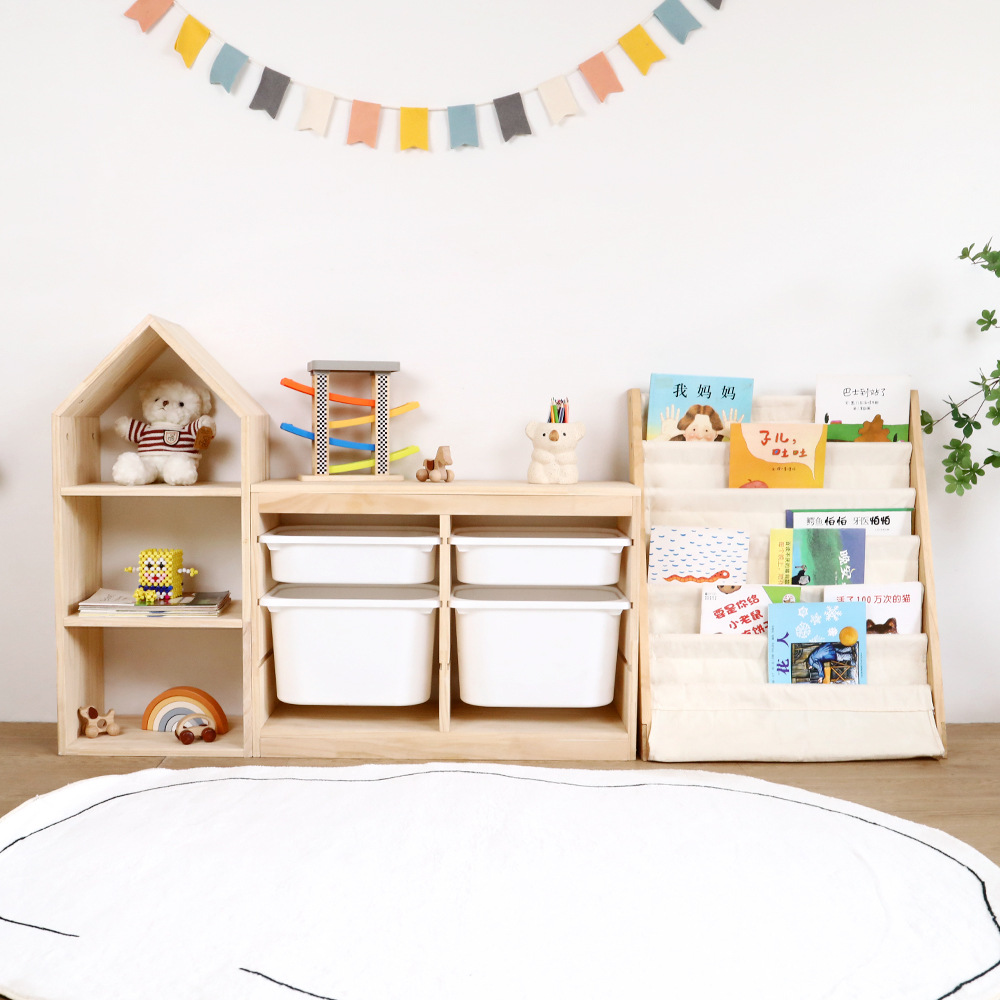玩具收纳架置物柜宝宝多层绘本书架落地靠墙实木儿童玩具收纳柜