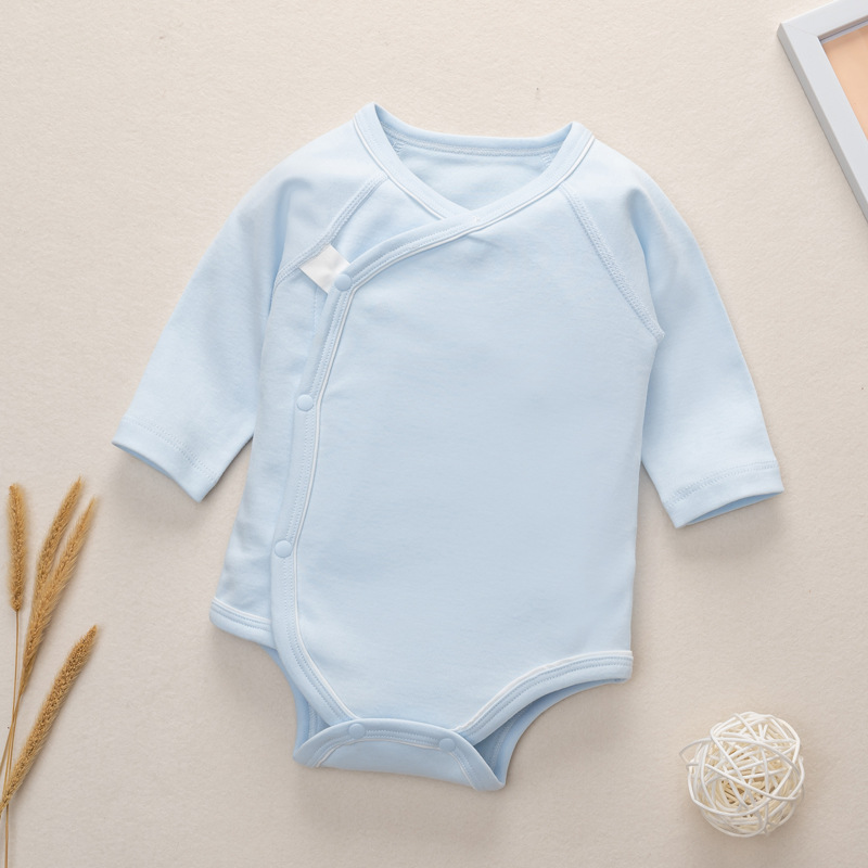 Newborn Clothes 2023 Spring and Autumn New Baby Long Sleeve Boneless Triangle One-Piece Romper Baby Cotton Sheath Baby Clothes