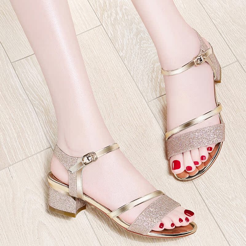 古奇天伦凉鞋女 新款春季春天春款春秋秋鞋夏季夏天鱼嘴露趾高跟