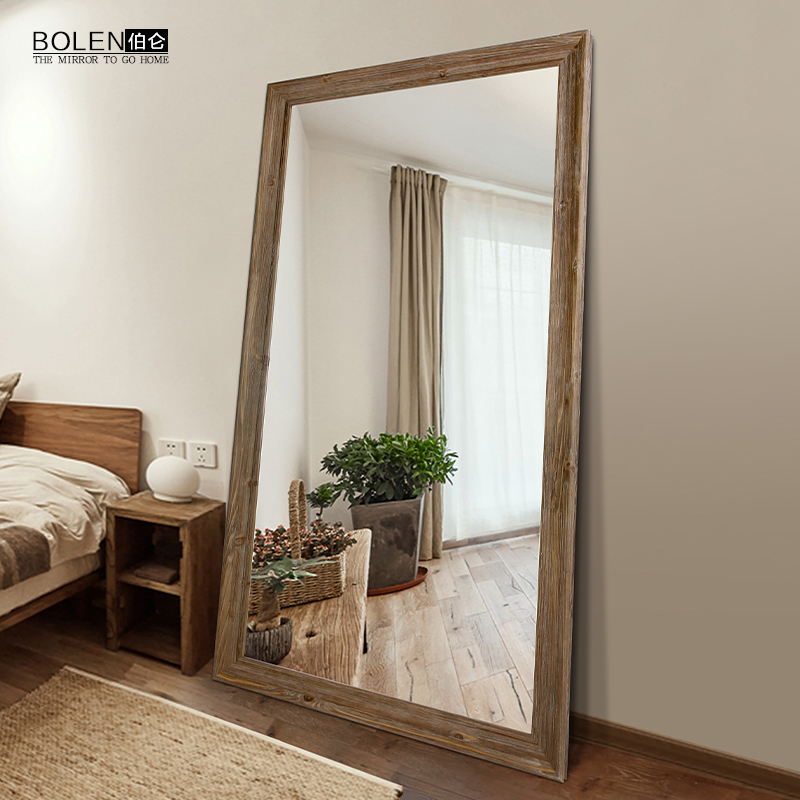 w7 实木穿衣镜子全身镜子复古做旧试衣镜落地镜服装店更衣镜-阿里巴巴