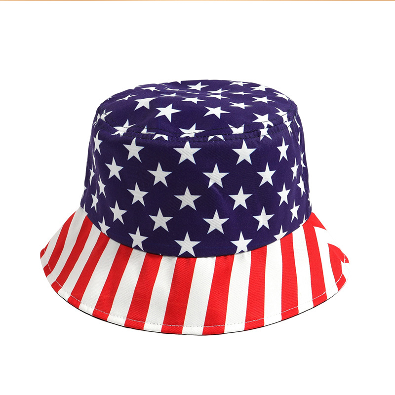 American Flag Pattern Bucket Hat Autumn and Winter Sun-Proof DIY Warm Men's and Women's Same Style Hat Customization