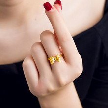 黄铜镀金开口蝴蝶结戒指越南沙金可调节指环简约气质女款厂家批发