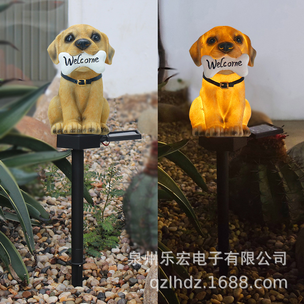 Amazon New Solar Cartoon Welcome Card Puppy Lawn Lamp Courtyard Outdoor Garden Decoration 