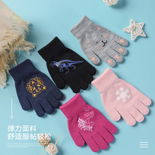 万圣节儿童手套男冬季保暖防寒学生分指卡通加绒可爱女童针织批发