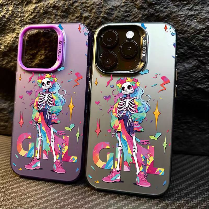 骷髅女孩适用苹果16Pro手机壳iPhone15Promax新款17Pro高级14趣味