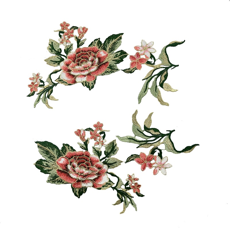 美霓绣品 水溶刺绣精美民族风牡丹花朵四件套装 服装配饰辅料花边