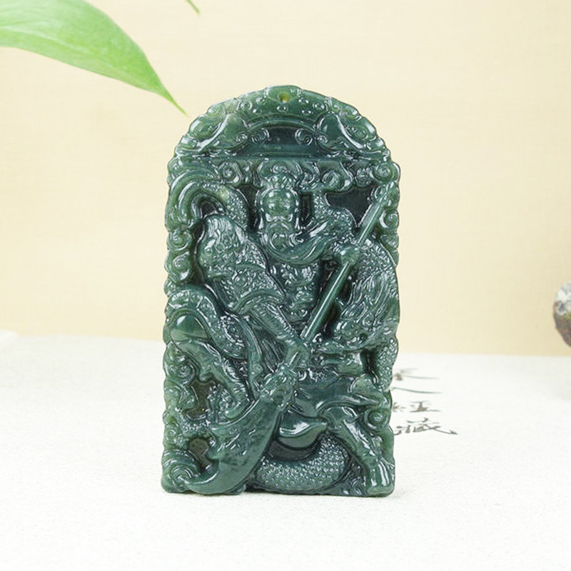 玉关公吊坠白玉相似参谋天然新疆和田玉青玉关公玉吊坠男士玉项链关羽