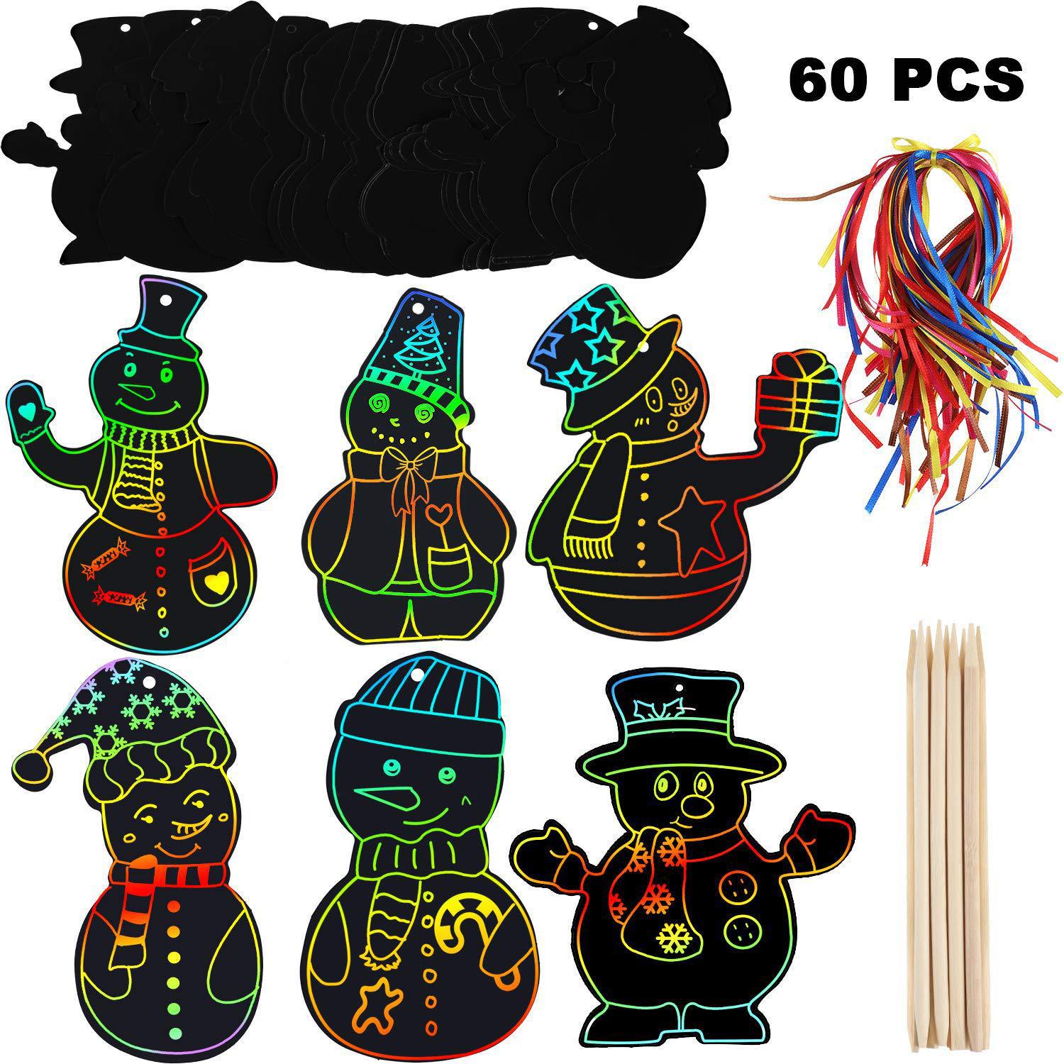 6款雪人6款圣诞树刮画纸 创意diy装饰儿童复活节 万圣节刮刮画