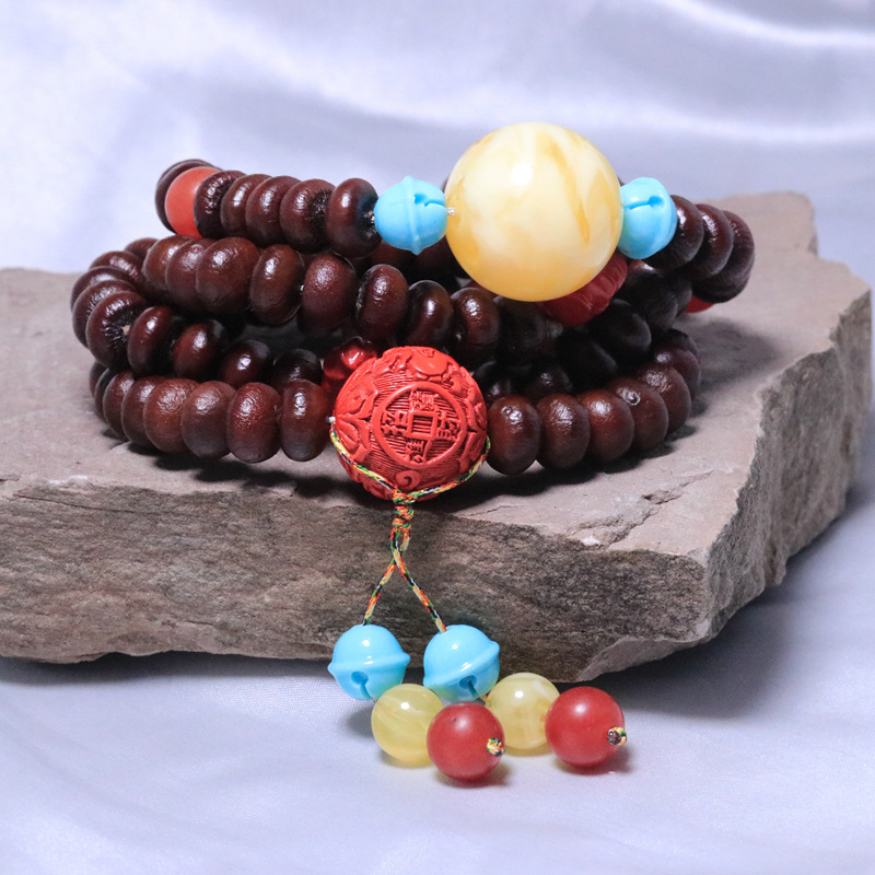 紫金钵盂菩提文玩手链108脖挂批发 金碗菩提子手串三圈 私订制款