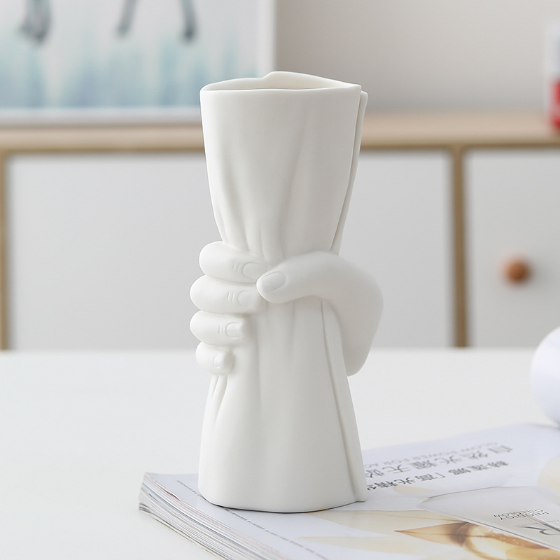 White Ceramic Vase Body Art Dried Flower Inserting Nordic Decoration Home Creative Decoration Ceramic Vase Cross-Border