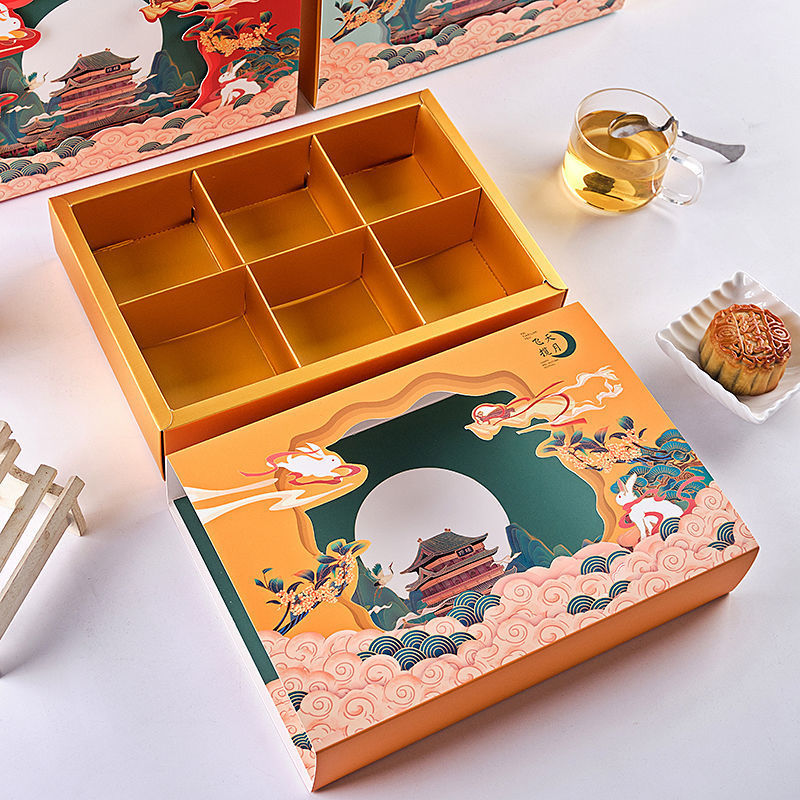 国风月饼盒子高档高颜值月饼礼盒手提国潮流心蛋黄酥包装礼盒
