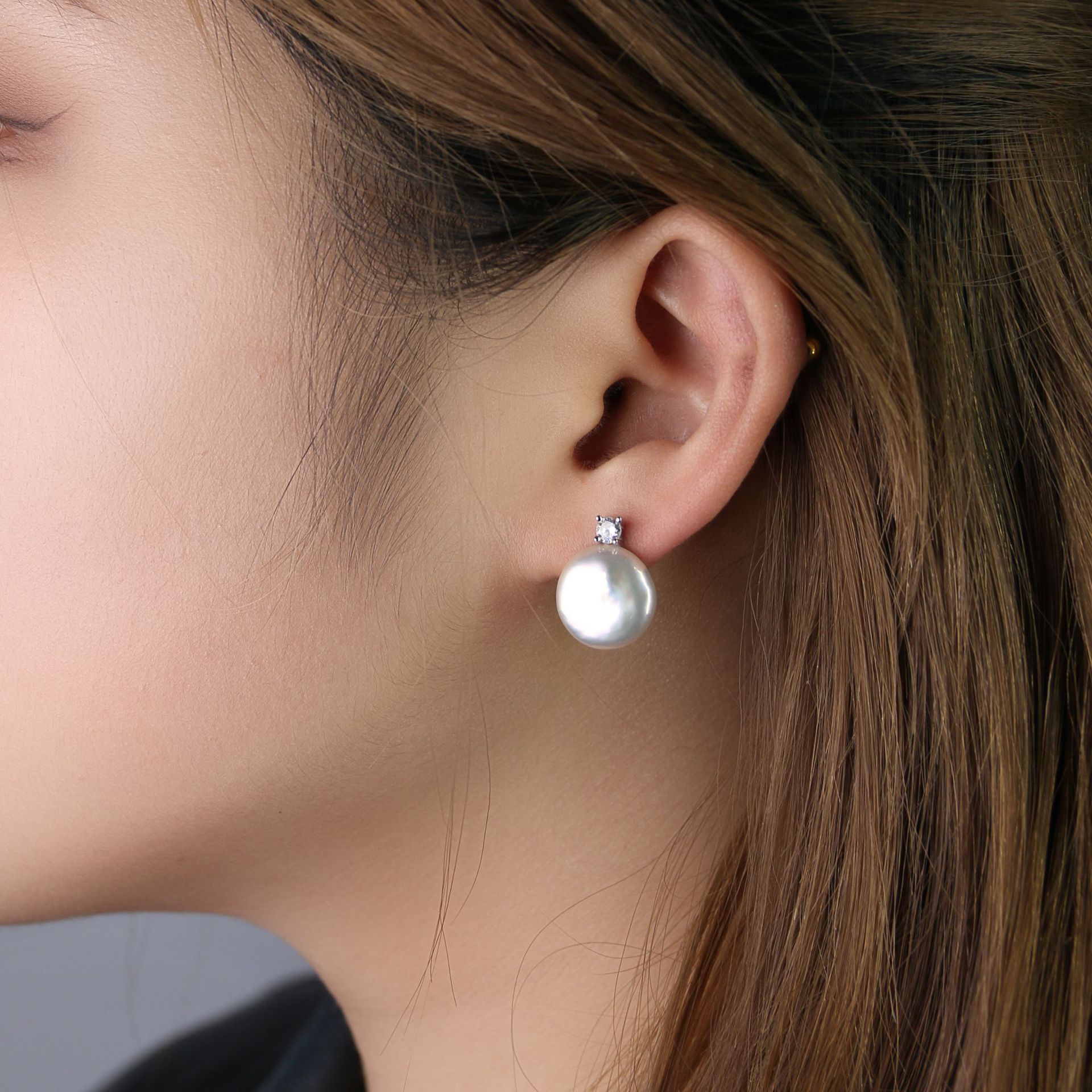 24新品巴洛克珍珠耳钉 925银时尚简约女生异形珍珠耳饰节日礼物