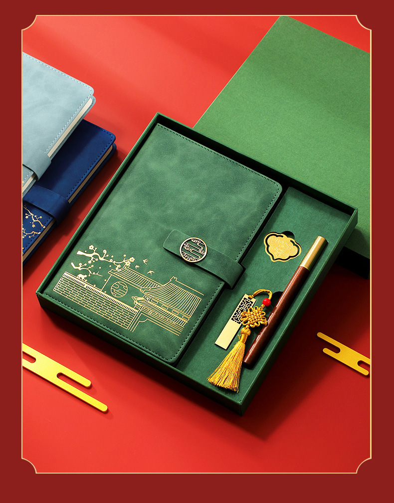 Palace Museum's Cultural and Creative Products National Fashion Notebook U Disk Bookmark Retro Chinese Style A5 Notepad Gift Box Set Printable Logo