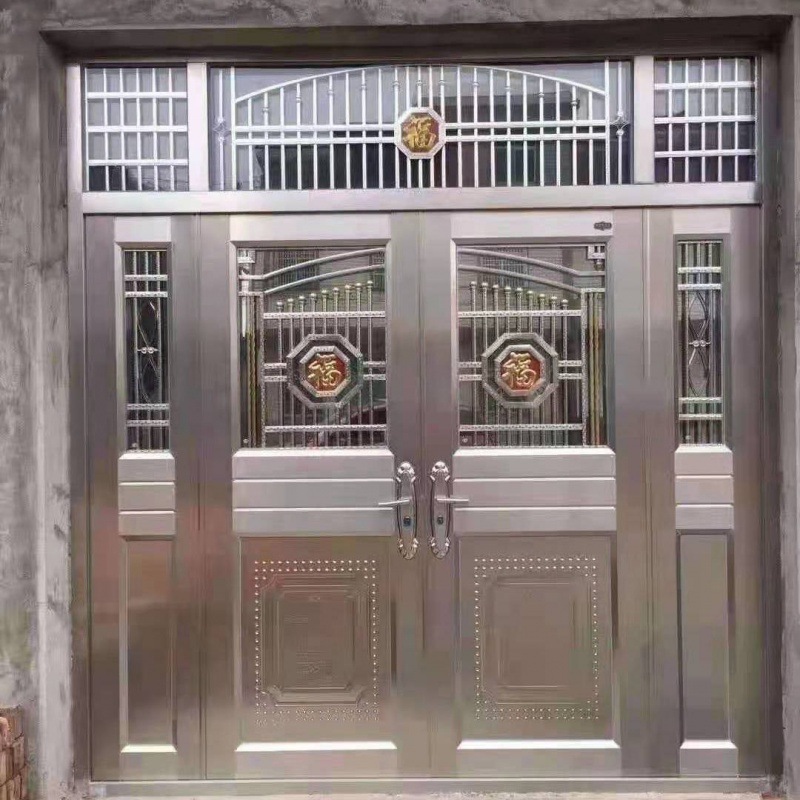 不锈钢门304子母4开玻璃防盗防锈进户入户大门四开入户门一件