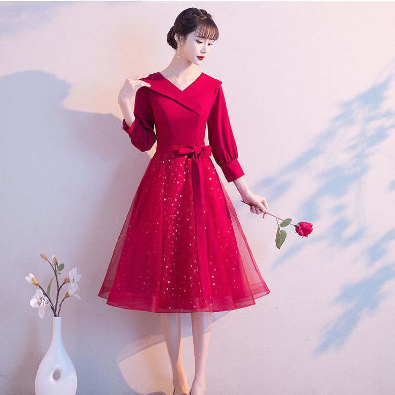 敬酒服新娘2021秋季新款结婚订婚小个子平时可穿宴会回晚礼服女