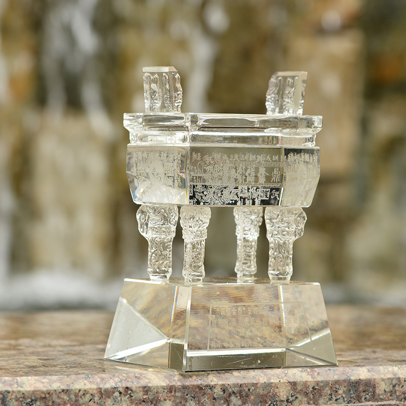 水晶鼎商务活动摆件 定制乔迁新居庆典开业诚信金鼎礼品厂家销售