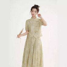 新中式禅意套装女夏季新款中国风盘扣水墨气质复古显瘦百搭两件套