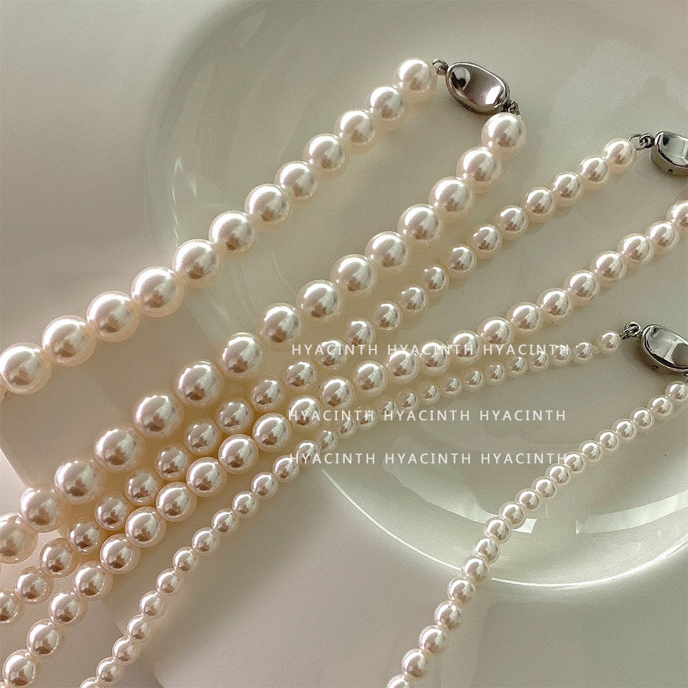 INS Blogger Fever Same Pearl Necklace Shijia Same Classic Yuanbao Knot Short Pearl Necklace Sweater Chain for Women