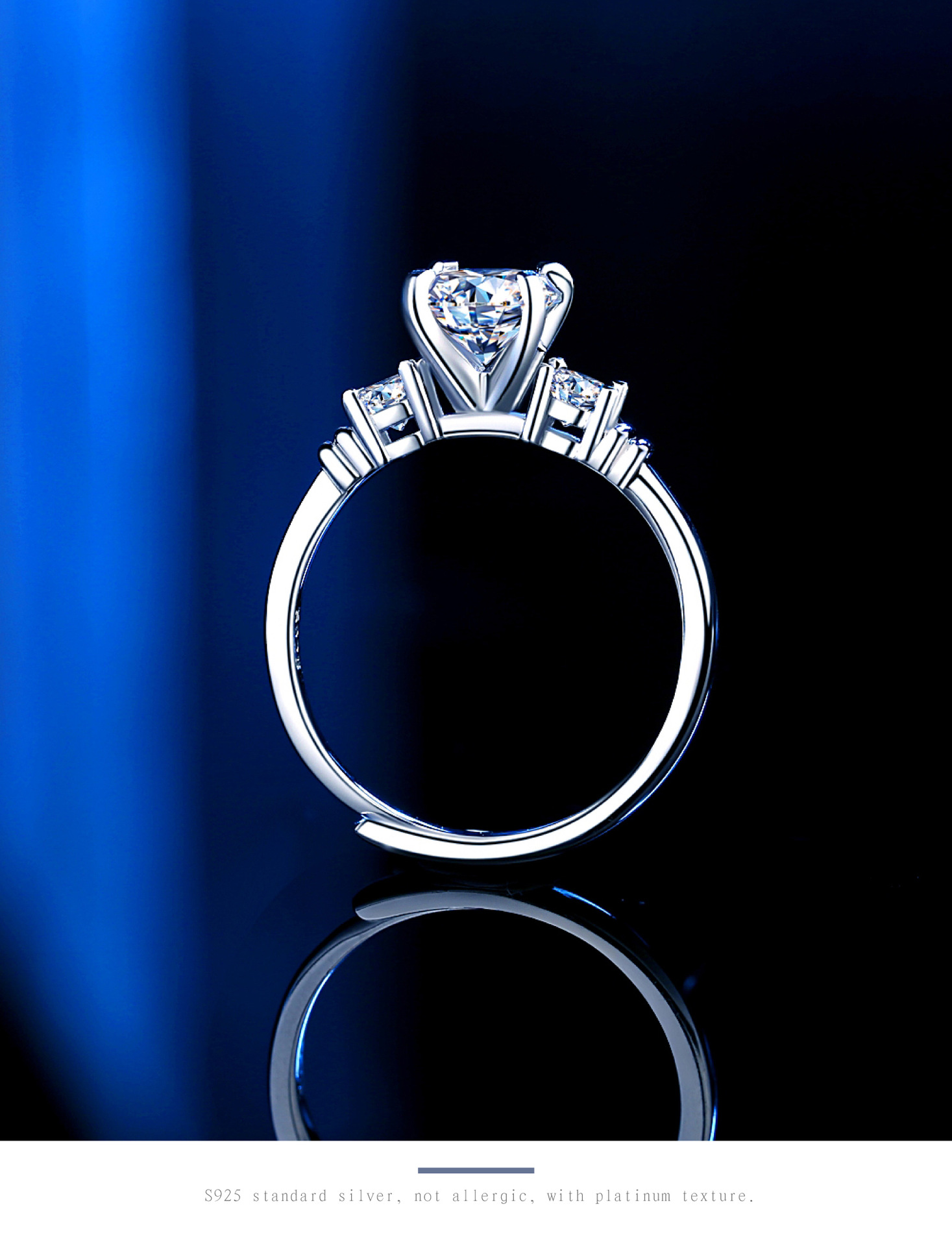 莫桑石戒指女士经典925纯银克拉结婚指环女友情人节钻戒订婚礼物