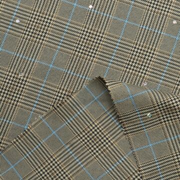 全涤色织斜纹千鸟格英伦风休闲西装背心连衣裙烫钻时装装饰面料