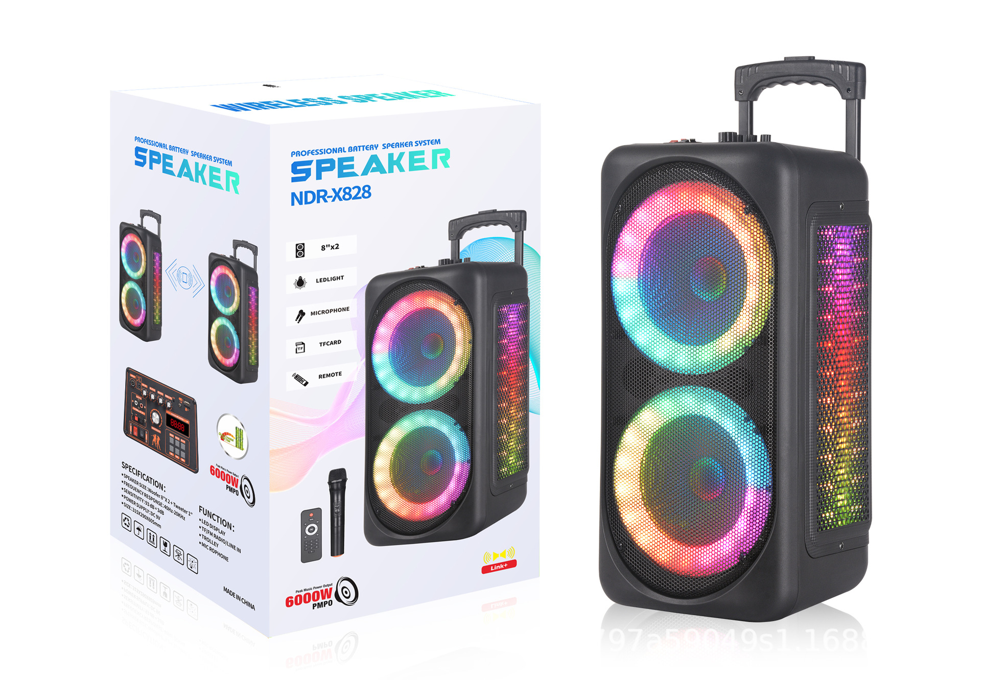 NDR-828 Spot Outdoor Bluetooth Speaker Portable Double 8-Inch Audio High Power 40W Square Dance Audio