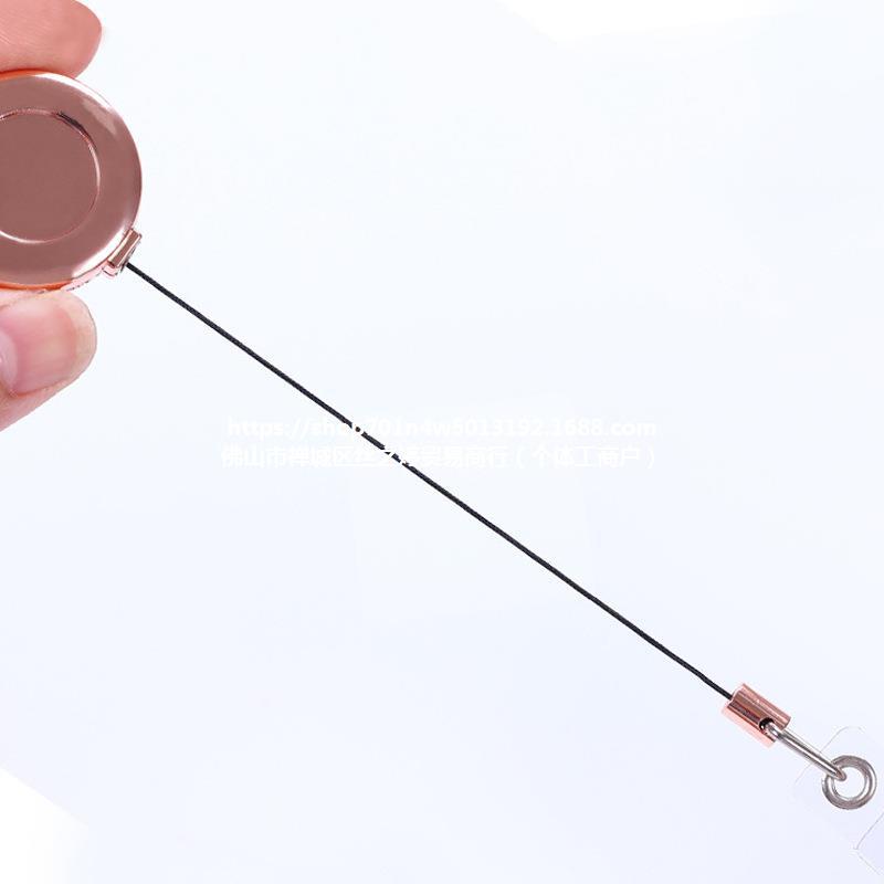 锌合金易拉扣 圆形扣背夹式易拉得 工作证挂扣防丢防盗伸缩扣