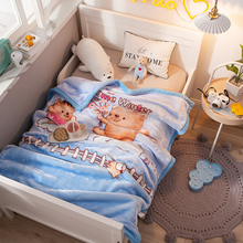 W1TY儿童婴儿毛毯双层加厚宝宝盖毯幼儿园小被子午睡秋冬季珊瑚绒