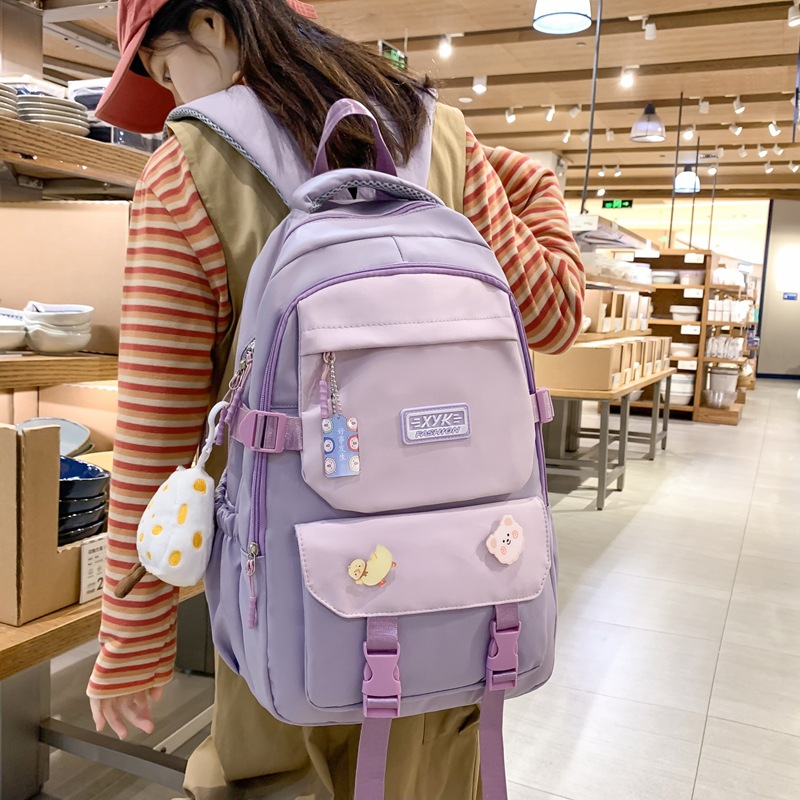 Korean Style High School Student Schoolbag Wholesale Large Capacity Casual Fashion Solid Color Backpack Japanese Style Fresh Girl Backpack