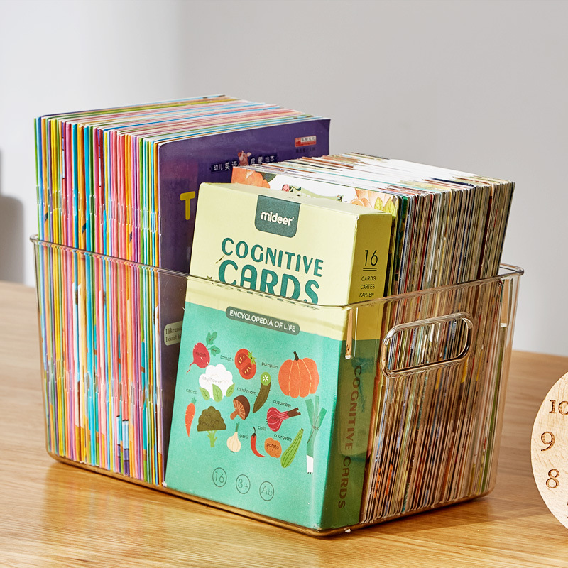 Book Storage Box Transparent Storage Organizing Box Children's High School Classroom Table Top Book Picture Book Basket Book Shelf