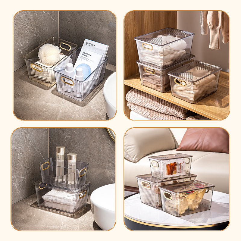 Desktop Storage Box Large-Capacity Cosmetics Transparent Basket Dormitory Mask Drawer Storage Box Snacks Sundries Storage Rack