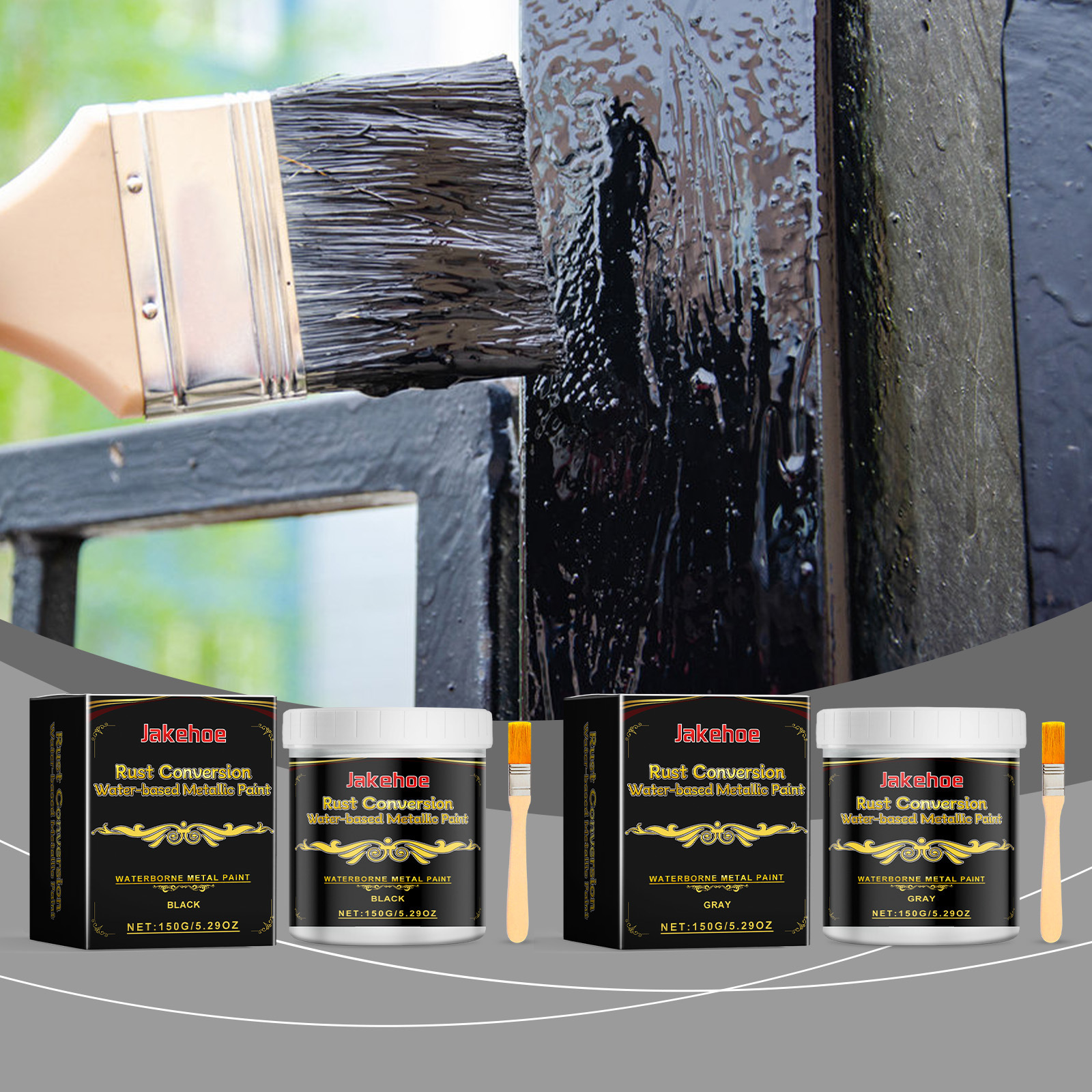 jakehoe 除锈水性金属漆 防渗透速干油漆防水抗磨多用途地板漆